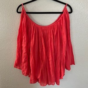 5/48 Cold Shoulder Wide Sleeve Coral Blouse Size Large